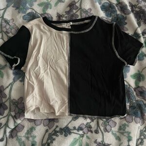 split white and black cropped baby tee used